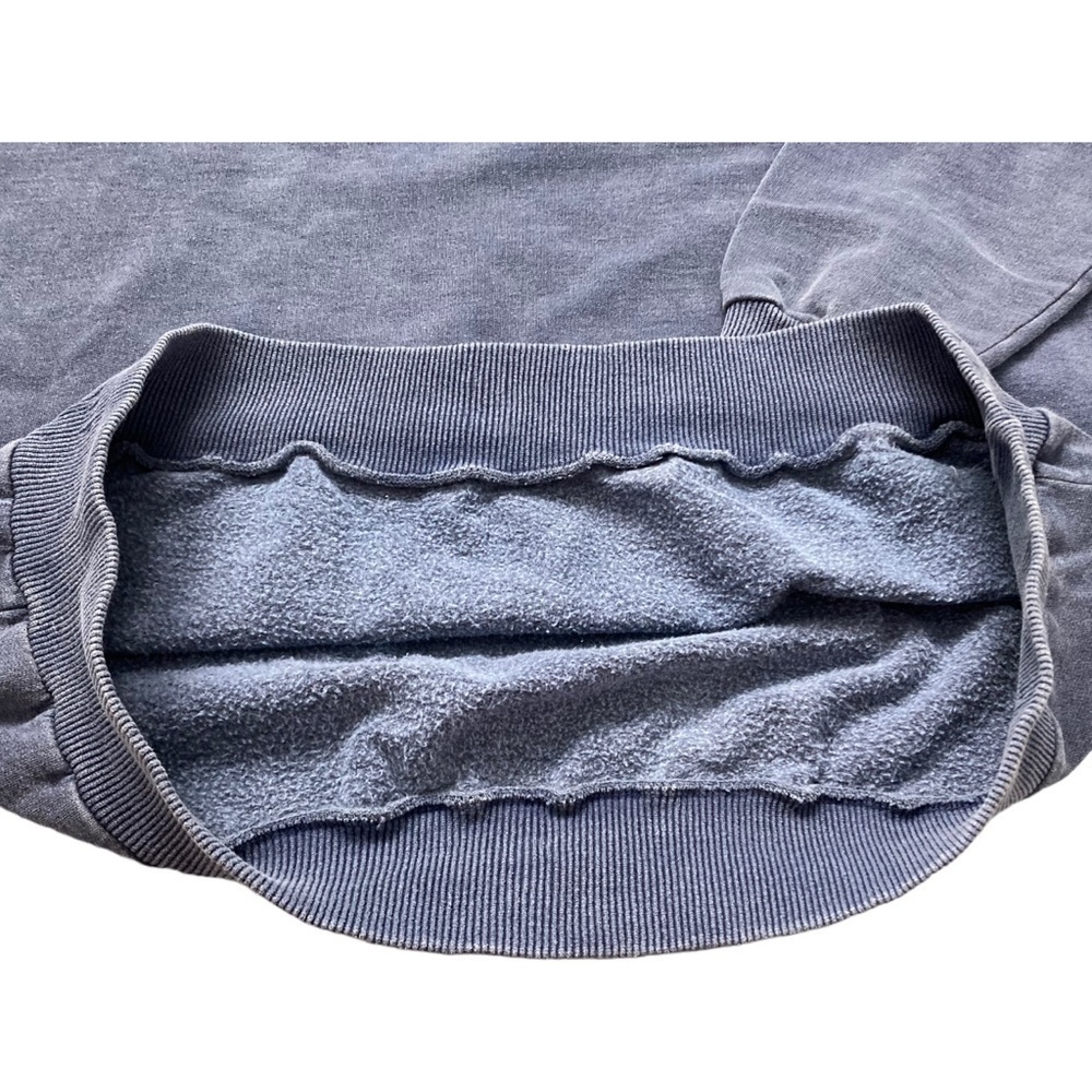 Vintage Stone Wash Finish Blue Polo Collar Pullover Sweatshirt - Picture 6 of 8